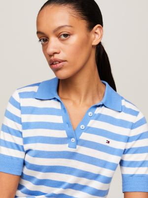 Stripe Knit Regular Fit Polo Blue Tommy Hilfiger