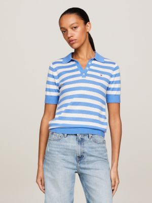 Stripe Viscose Ribbed Jersey Contrast, Blue