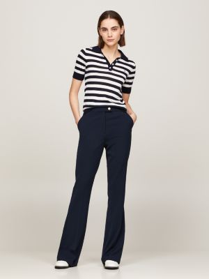 blue regular fit gestreiftes poloshirt aus strick für damen - tommy hilfiger