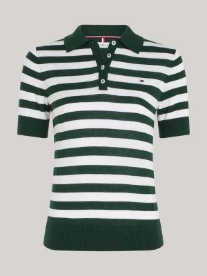 Stripe Knit Regular Fit Polo | Green | Tommy Hilfiger 