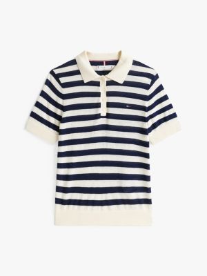 pull à col polo et manches courtes plusieurs couleurs pour femmes tommy hilfiger