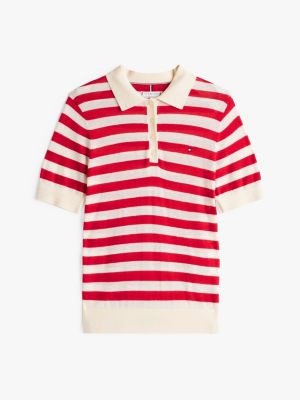 polo in maglia a maniche corte multicolore da donne tommy hilfiger