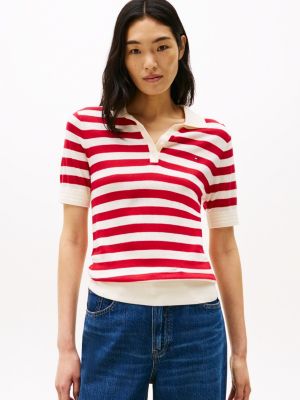 pull à col polo et manches courtes multi pour femmes tommy hilfiger