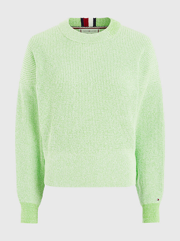 green relaxed fit cropped fit pullover für damen - tommy hilfiger