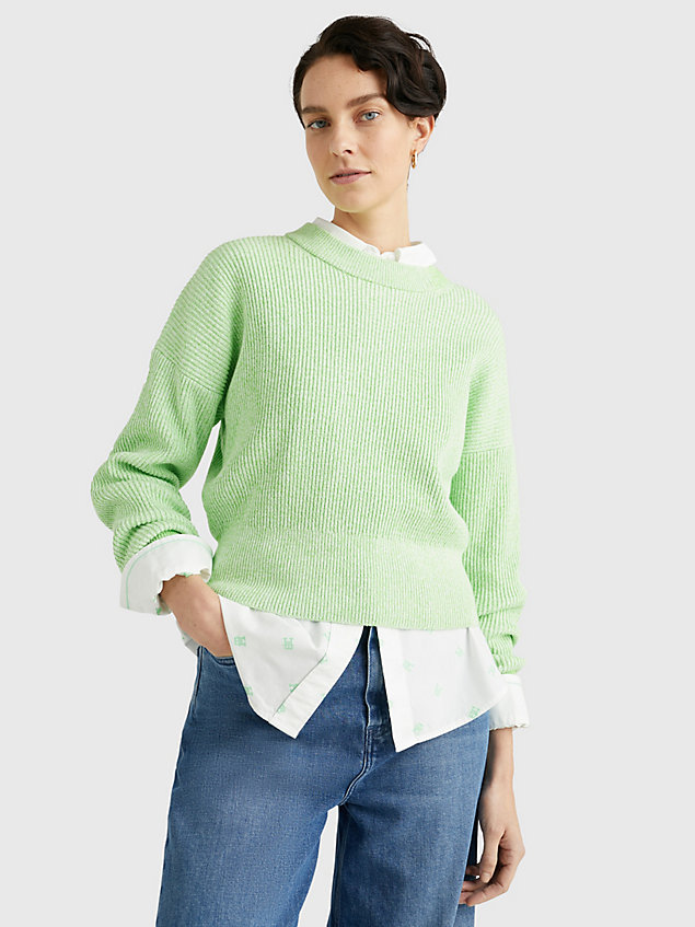green relaxed fit cropped fit pullover für damen - tommy hilfiger