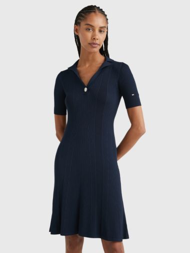 Rib-Knit Slim Fit Midi Dress