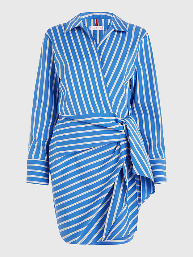 blau gestreiftes hemdkleid mit wickeldesign für damen - tommy hilfiger