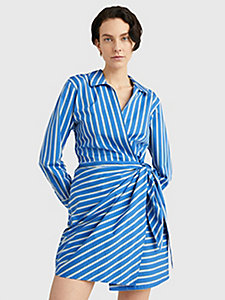 blue stripe wrap shirt dress for women tommy hilfiger