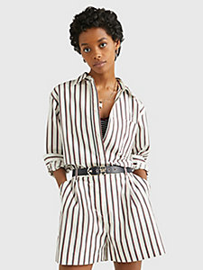 white stripe oversized fit shirt for women tommy hilfiger