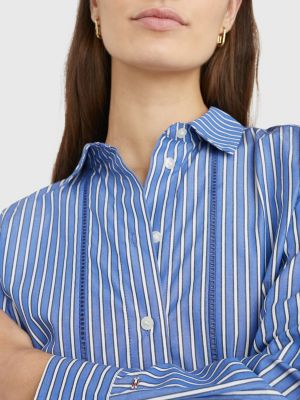 Trillen Verplaatsing ader Gestreepte relaxed fit blouse | BLAUW | Tommy Hilfiger