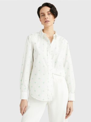 Tommy Hilfiger Women's Allover th Logo Silk Shirt - White - 2