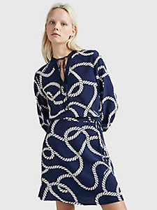 blue rope print regular fit blouse for women tommy hilfiger