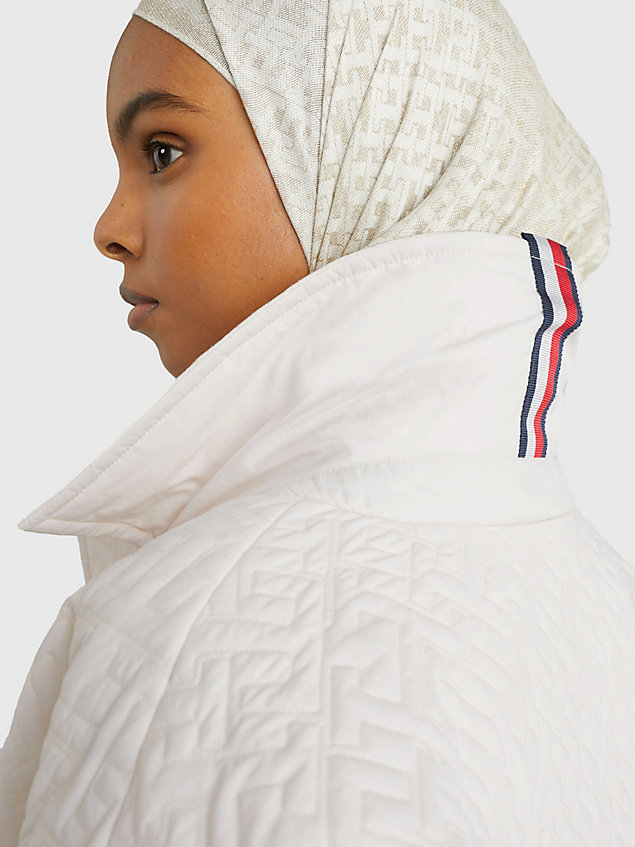 beige double breasted monogram quilted peacoat for women tommy hilfiger