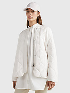 beige diamond quilted bomber jacket for women tommy hilfiger