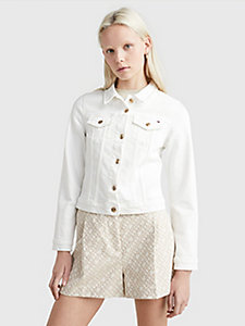 veste ajustée en denim blanche blanc pour femmes tommy hilfiger