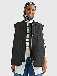 black sleeveless quilted bomber jacket for women tommy hilfiger