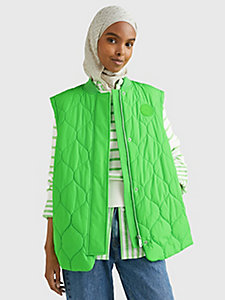 green sleeveless quilted bomber jacket for women tommy hilfiger