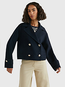 blue double breasted peacoat for women tommy hilfiger