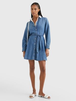 Belted Denim Long Sleeve Dress DENIM Tommy Hilfiger