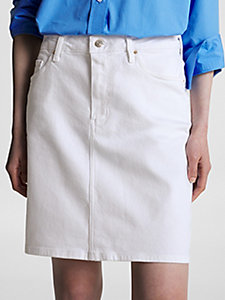 biały denimowa spódnica z wysokim stanem dla kobiety - tommy hilfiger