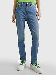 denim slim straight jeans mit hohem bund für damen - tommy hilfiger