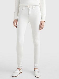 biały białe jeansy como ze średnim stanem th flex dla kobiety - tommy hilfiger