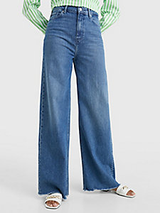 denim high rise wide frayed flare jeans for women tommy hilfiger
