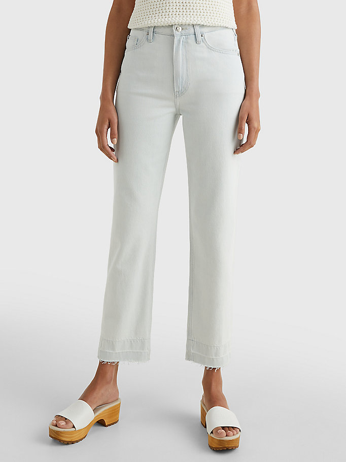 denim classics witte high rise straight jeans voor dames - tommy hilfiger