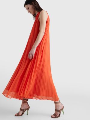 Sleeveless Pleated Maxi Dress | ORANGE | Tommy Hilfiger