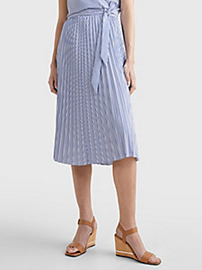 blue pleated ithaca stripe midi skirt for women tommy hilfiger