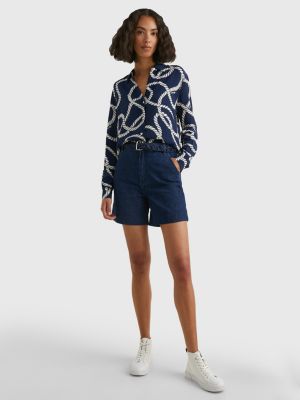 High Rise Flared Denim Shorts DENIM Tommy Hilfiger