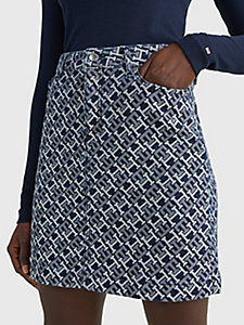 denim monogram high rise denim mini skirt for women tommy hilfiger