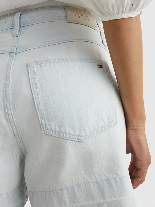denim straight fit jeans-shorts mit hohem bund für damen - tommy hilfiger
