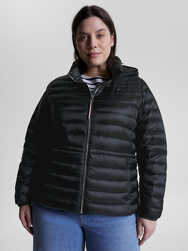 BLACK Curve Quilted Hooded Down-Filled Jacket for women TOMMY HILFIGER