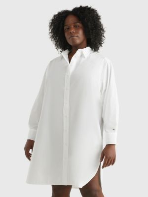 Curve Oversized Knee Length Shirt Dress WHITE Tommy Hilfiger