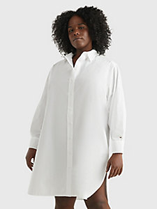 robe chemise oversize curve longueur genou blanc pour femmes tommy hilfiger