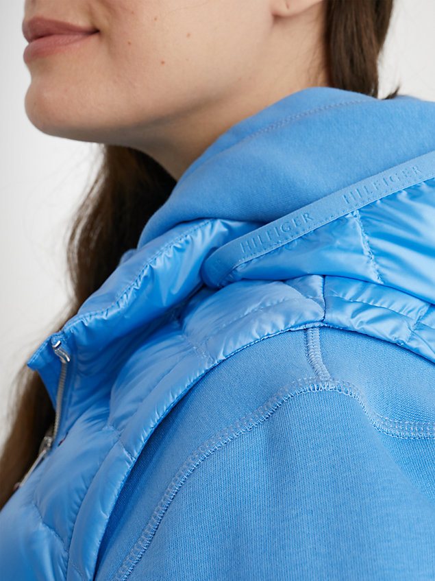 blue curve down filled puffer vest for women tommy hilfiger