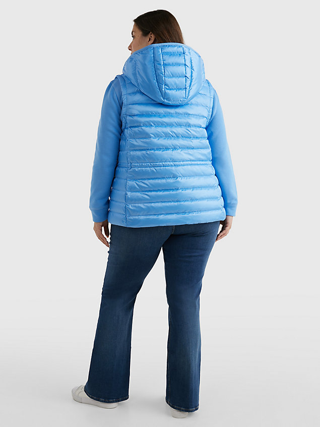 blue curve down filled puffer vest for women tommy hilfiger