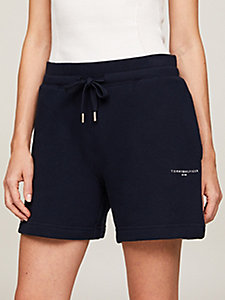 blue 1985 collection logo relaxed fit shorts for women tommy hilfiger
