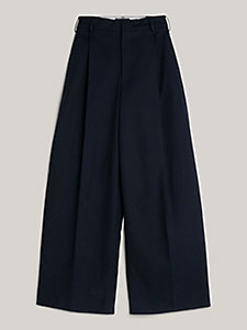 blue dual gender wide leg chinos for women tommy hilfiger