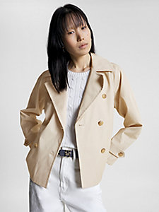 khaki belted double breasted peacoat for women tommy hilfiger