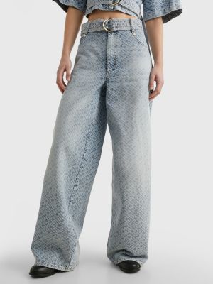 Crest Wide Leg Monogram Jeans | DENIM | Tommy Hilfiger