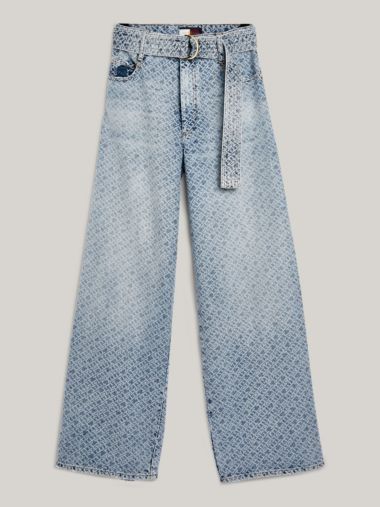 Crest Wide Leg Monogram Jeans