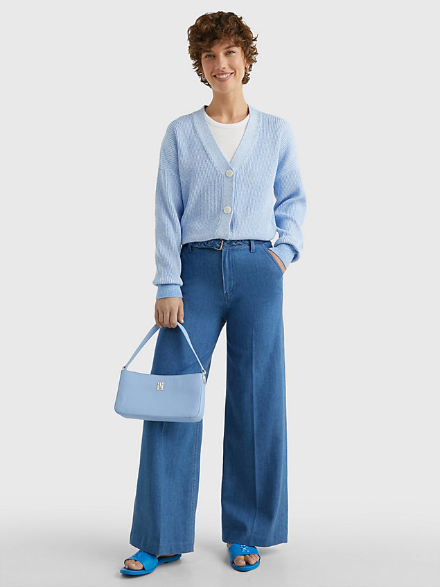 blue cropped relaxed fit cardigan für damen - tommy hilfiger