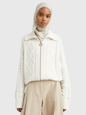 Cable Zip-Thru Relaxed Cardigan | BEIGE | Tommy Hilfiger