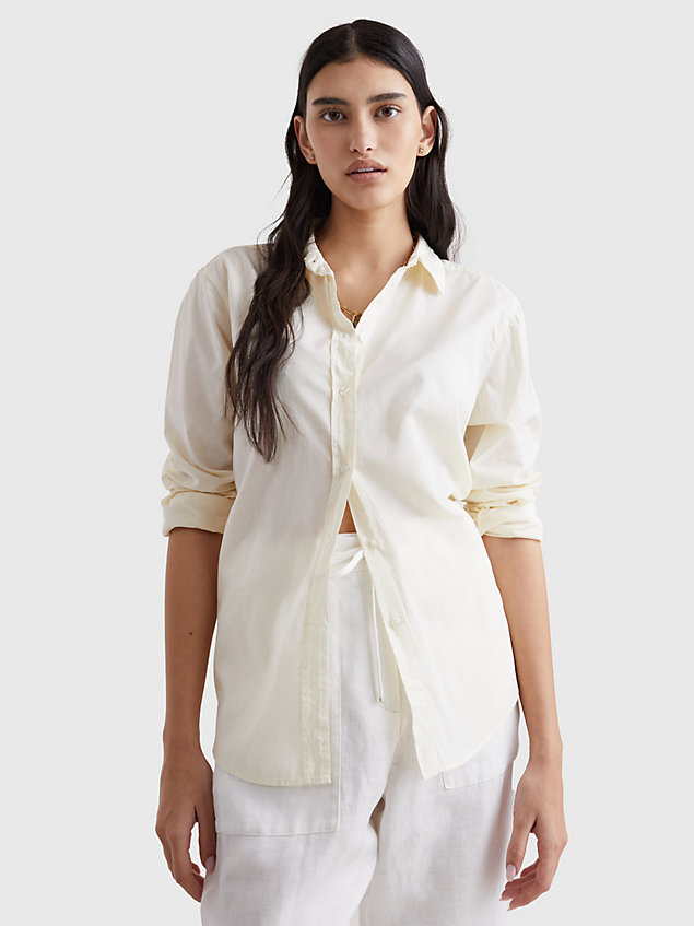 white relaxed fit bluse aus bio-baumwoll-voile für damen - tommy hilfiger