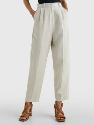 Pinstripe tapered store trousers women's