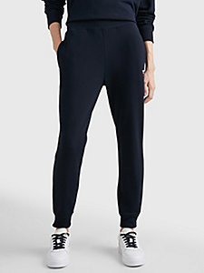 blue tapered terry monogram joggers for women tommy hilfiger