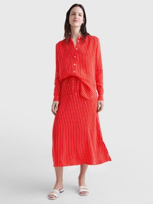 Rope Stripe Fit And Flare Midi Skirt | RED | Tommy Hilfiger