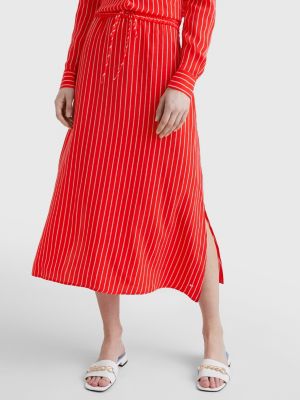 Rope Stripe Fit And Flare Midi Skirt | RED | Tommy Hilfiger